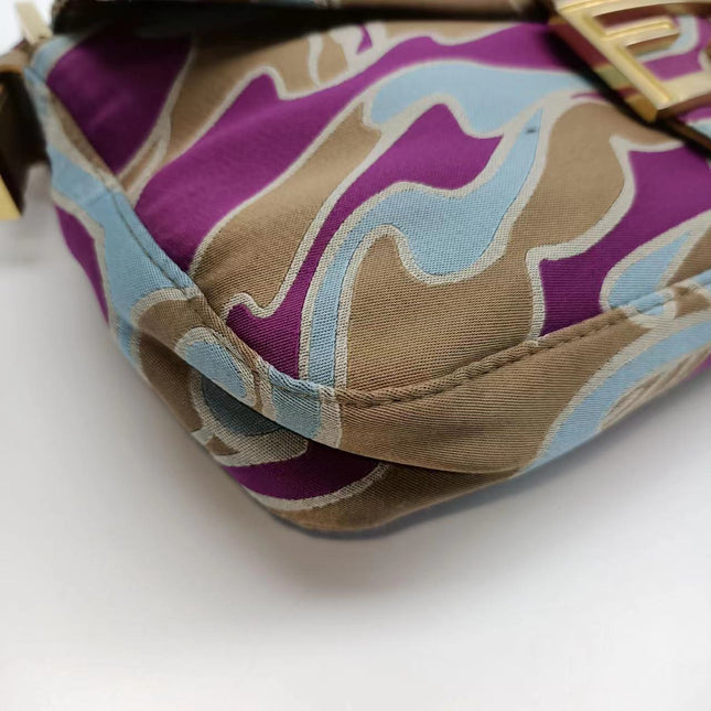 Sold FENDI Baguette Multicolor Silk with Psychedelic prints