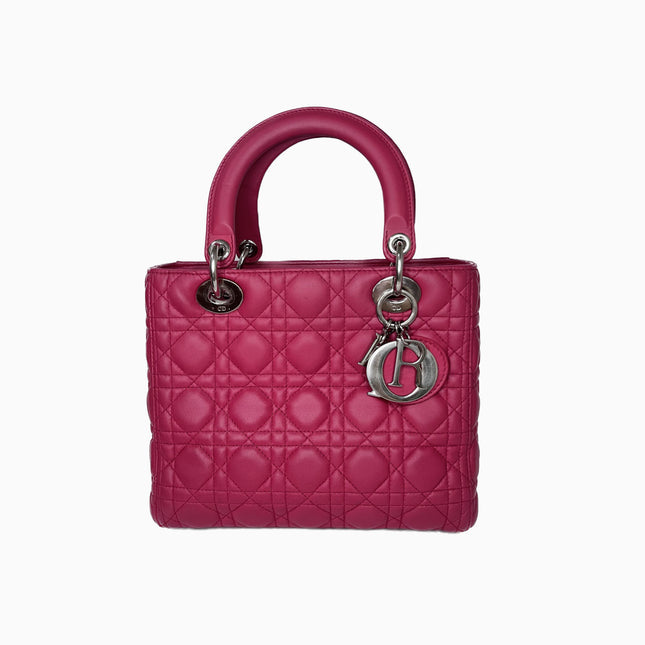Sold Lady Dior Bag Medium Hot Pink Fuchsia Cannage Leather-Luxbags