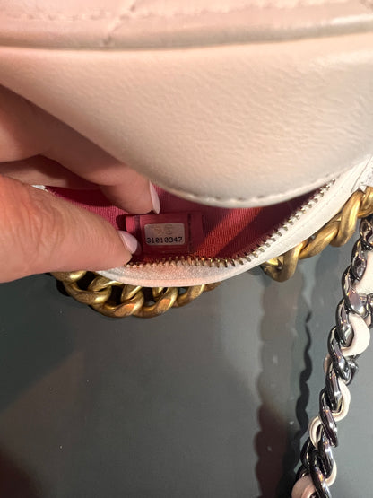 Chanel 19 Round White Cannage Leather bag