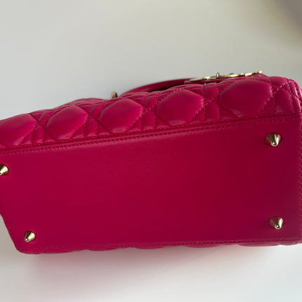 Sold Lady Dior Hot Pink Fuchsia Cannage Leather Medium