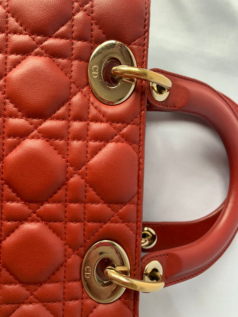Sold Lady Dior Small My Abcdior Red Lambskin Cannage Leather
