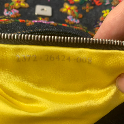 Sold FENDI Baguette Blue Denim with beaded Flower Embroidery