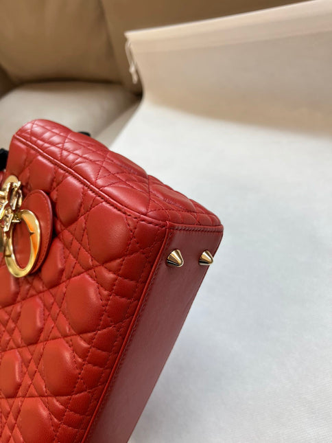 Sold Lady Dior Small My Abcdior Red Lambskin Cannage Leather