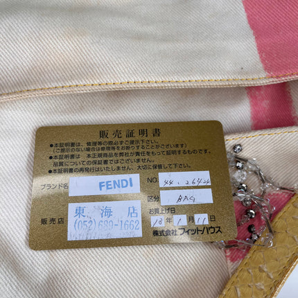 FENDI Baguette Cream canvas with Beads
