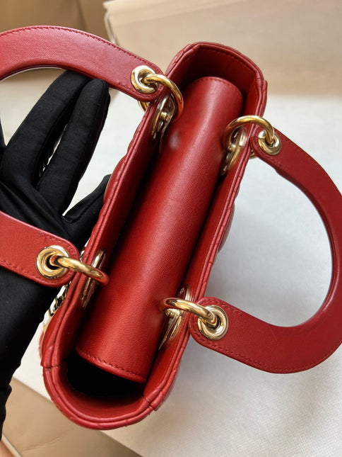 Sold Lady Dior Small My Abcdior Red Lambskin Cannage Leather