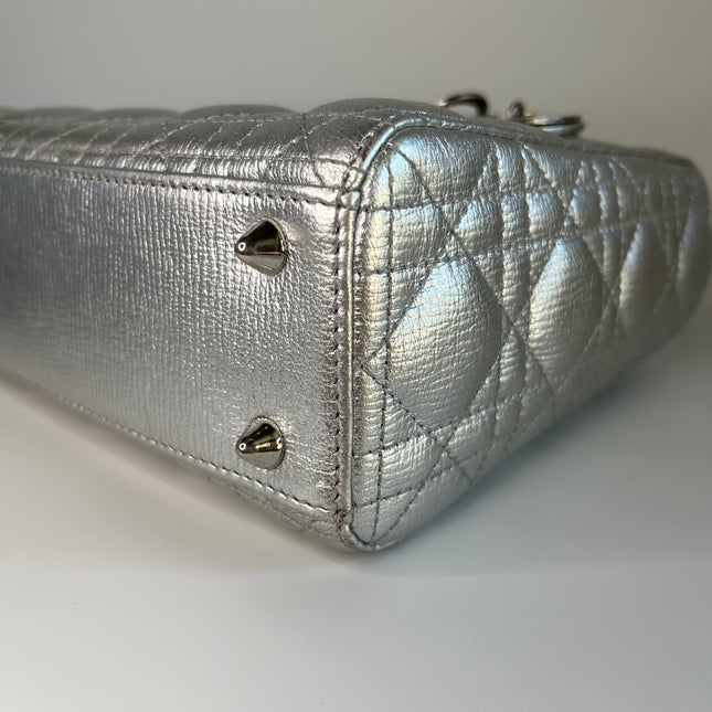 Sold  Lady Dior ABCdior Small Silver Cannage Lambskin Handbag