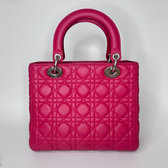 Sold Lady Dior Bag Medium Hot Pink Fuchsia Cannage Leather