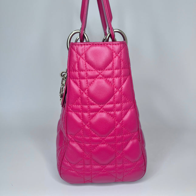 Sold Lady Dior Medium Bag Fuchsia Cannage Leather
