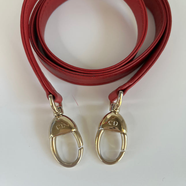 Sold Lady Dior Red Lambskin Cannage Leather Medium