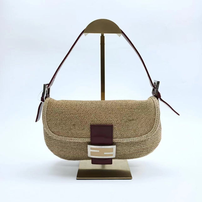 Sold Fendi Baguette Straw Raffia bag with leather lining-Luxbags