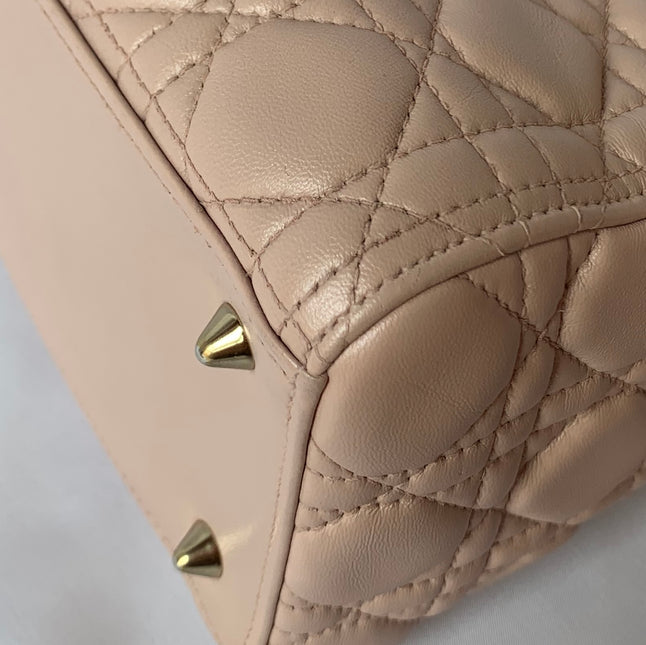 Sold Lady Dior Pink Cannage Leather Medium