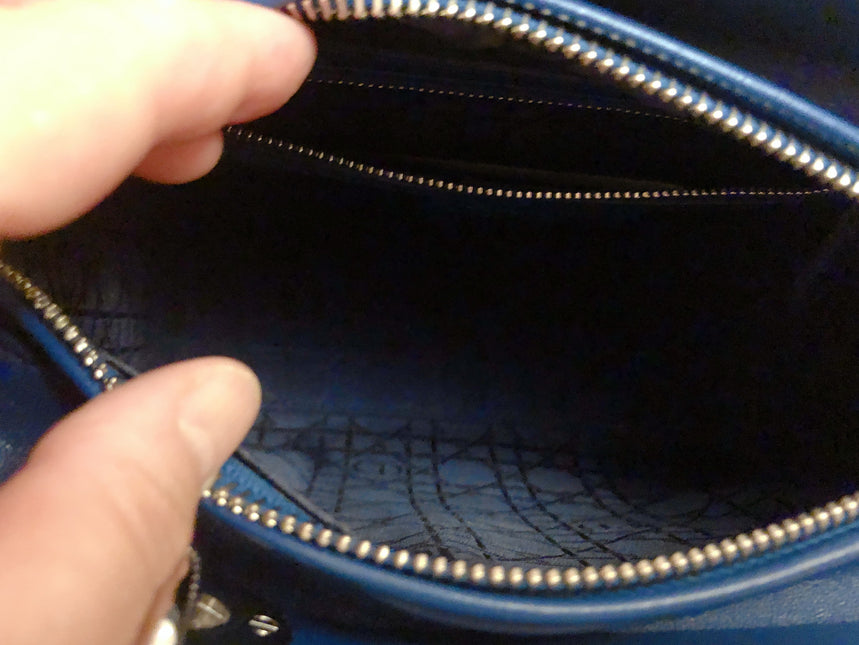 Sold Lady Dior Medium Navy Blue Cannage Lambskin Leather