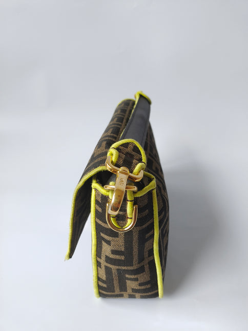 Sold FENDI Baguette Zucca Print canvas with Neon trimming