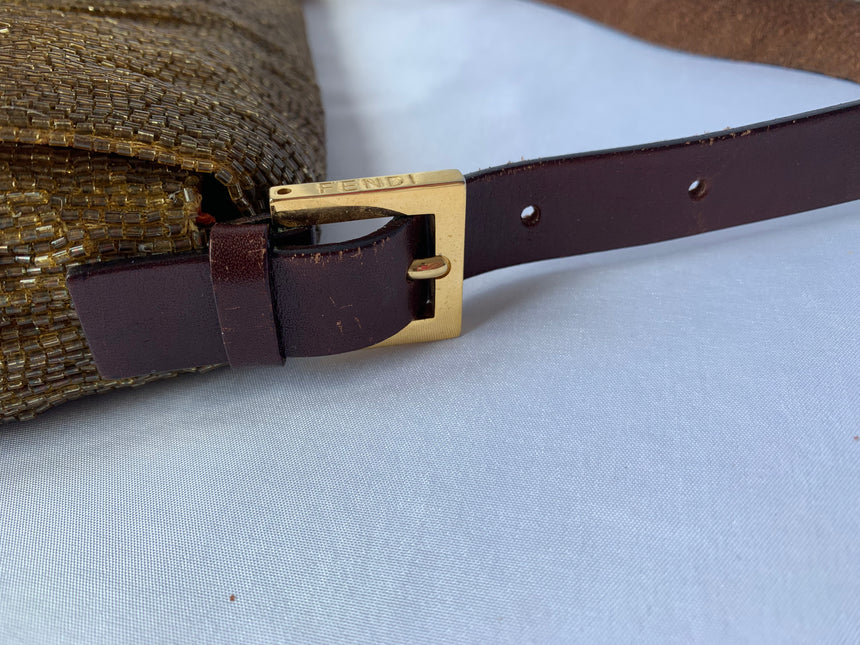 Sold Fendi Baguette Golden Brown beads Glitter