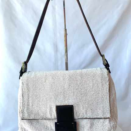 Sold Fendi Mamma Baguette White Glitter Beads