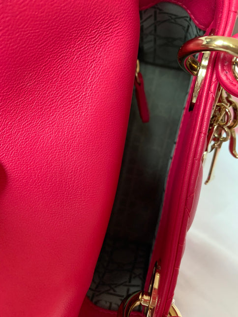 Sold Lady Dior Pink Mini handbag Cannage Leather with strap