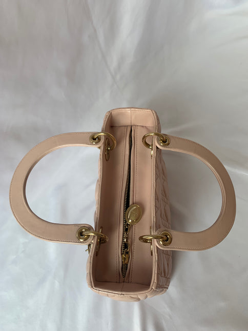 Sold Lady Dior Pink Cannage Leather Medium