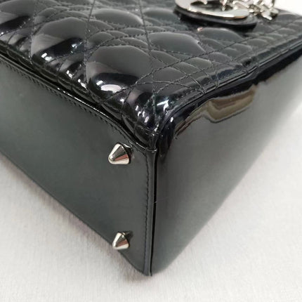 Sold Lady Dior Medium Bag Black Patent Leather