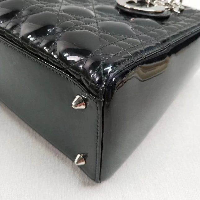 Sold Lady Dior Medium Bag Black Patent Leather