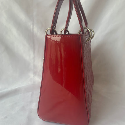 Sold Lady Dior Medium Bag Red Patent Leather