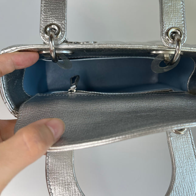 Sold  Lady Dior ABCdior Small Silver Cannage Lambskin Handbag