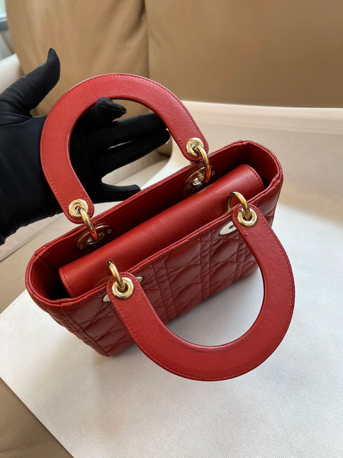 Sold Lady Dior Small My Abcdior Red Lambskin Cannage Leather