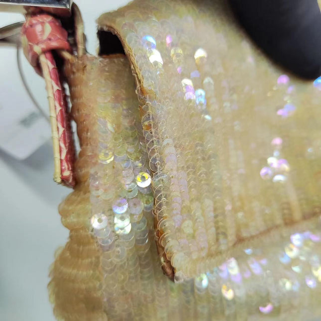 Sold Fendi Baguette Little Mermaid Glitter Pink circle sequins