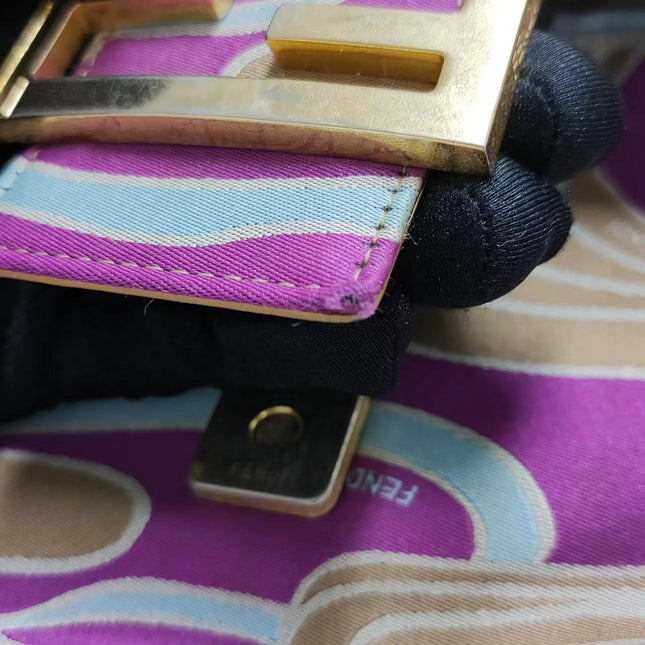 Sold FENDI Baguette Multicolor Silk with Psychedelic prints