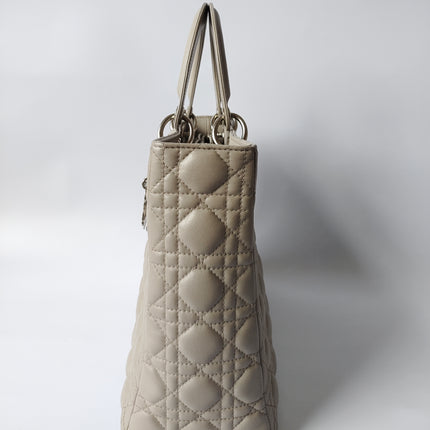 Sold Lady Dior Large Grey Leather handbag with strap