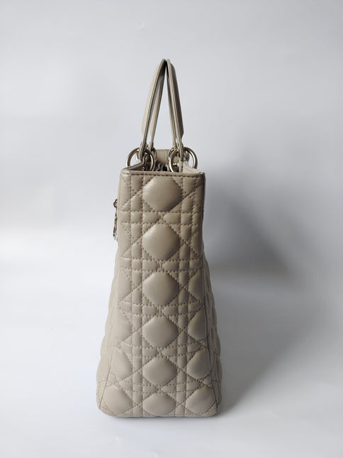Sold Lady Dior Large Grey Leather handbag with strap