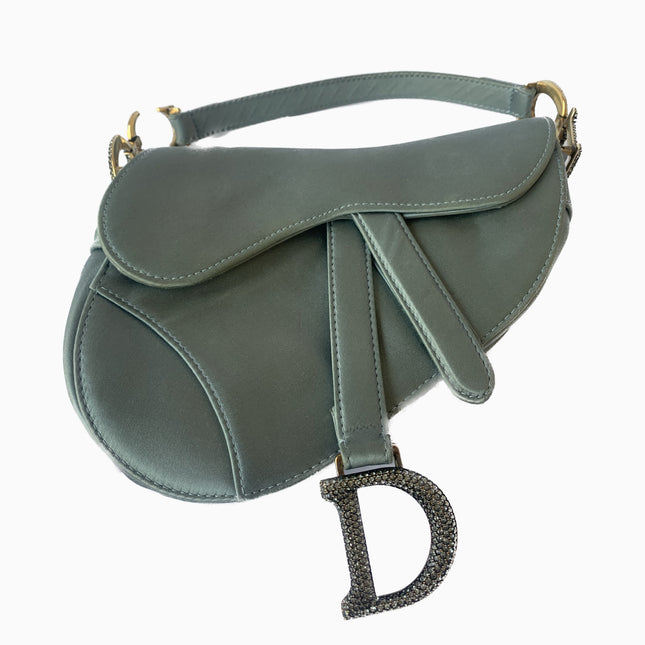 Sold Dior Saddle Mini Silk grey with crystals-Luxbags
