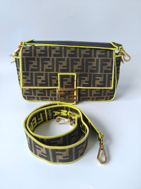 Sold FENDI Baguette Zucca Print canvas with Neon trimming
