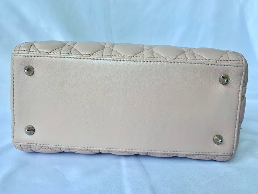 Sold Lady Dior Pink Cannage Leather Medium