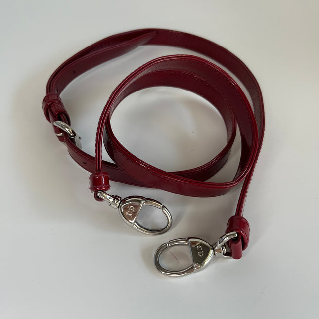 Sold Lady Dior Patent Leather Burgundy Mini handbag Cannage Leather with strap