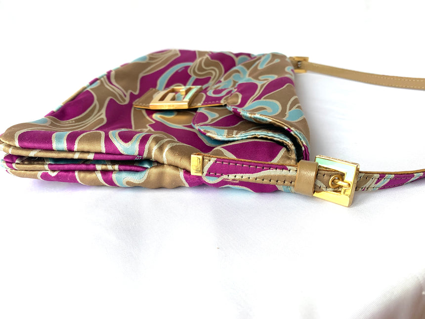 Sold FENDI Baguette Multicolor Silk with Psychedelic prints