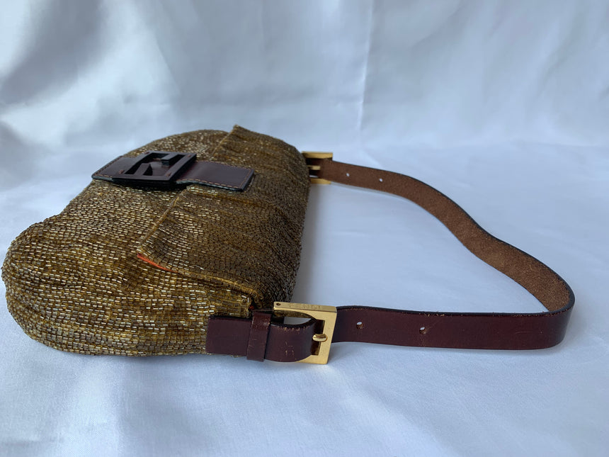 Sold Fendi Baguette Golden Brown beads Glitter