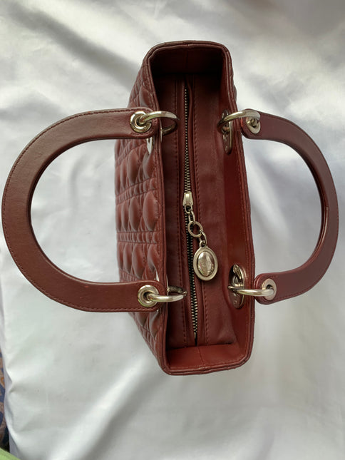 Sold Lady Dior Medium Burgundy Cannage Lambskin Leather with strap
