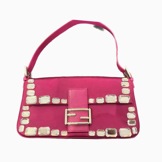 Sold FENDI Baguette Pink Silk with Large Crystals