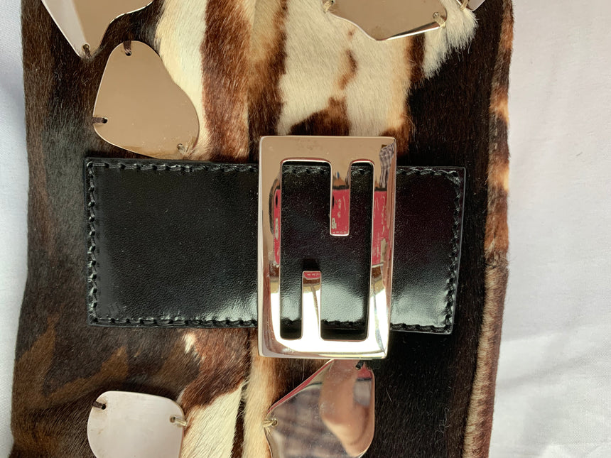 Sold Fendi Baguette Shoulderbag Ponyhair calfskin with metal plates