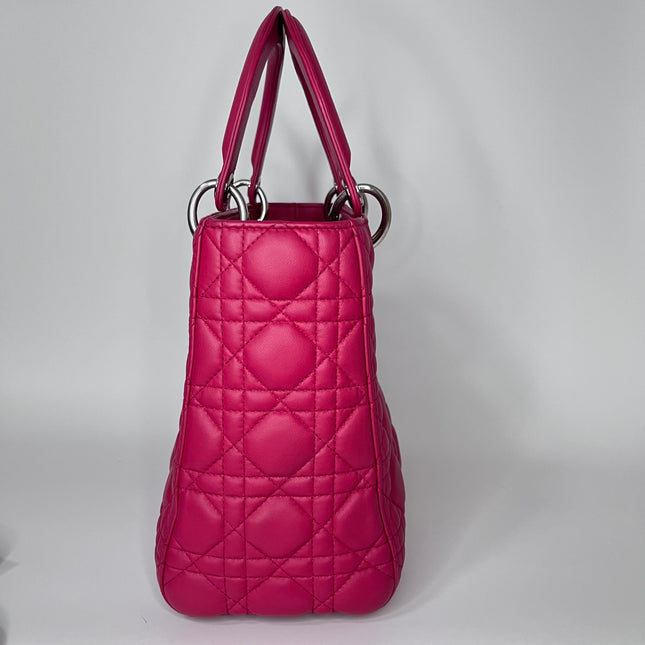 Sold Lady Dior Bag Medium Hot Pink Fuchsia Cannage Leather