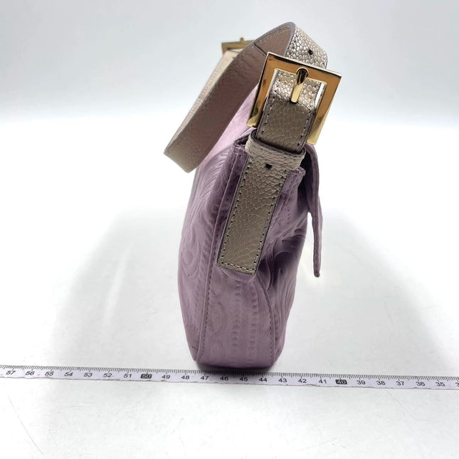 FENDI Baguette Purple Silk with embossed pattern