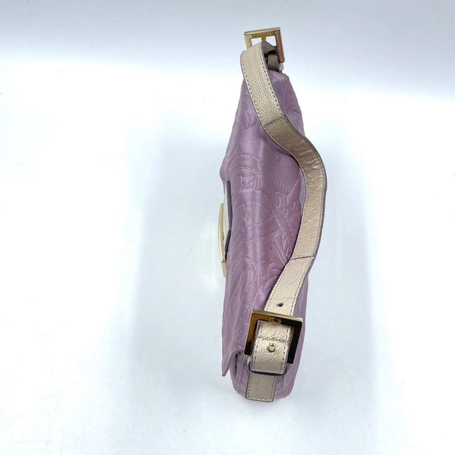 FENDI Baguette Purple Silk with embossed pattern