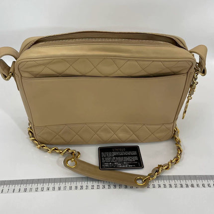 Chanel Camera Bag Beige with gold chains