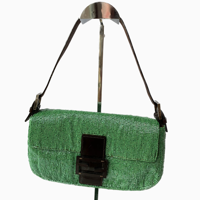 Sold Fendi Baguette Green beads Glitter-Luxbags