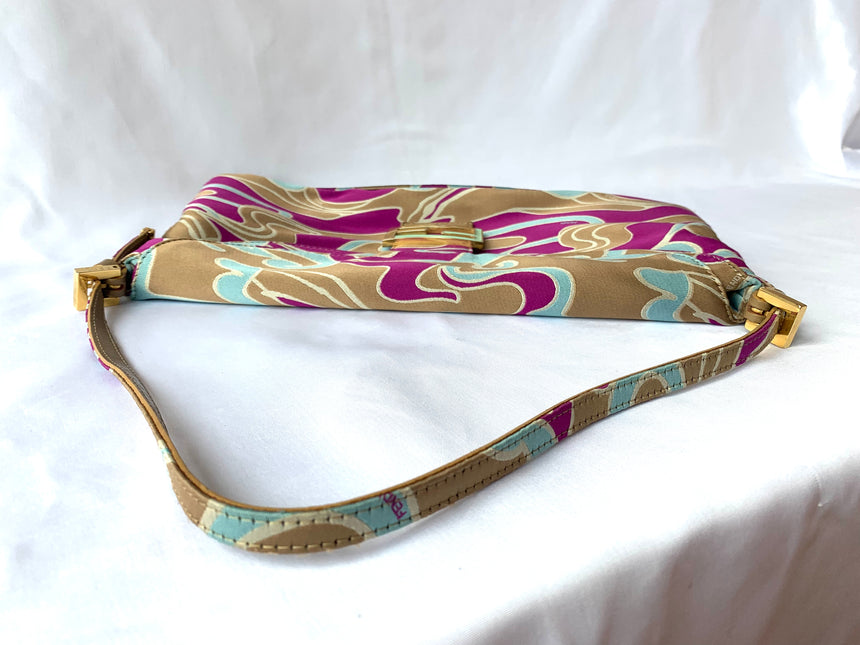 Sold FENDI Baguette Multicolor Silk with Psychedelic prints