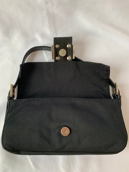 Sold FENDI Baguette Vintage Black Cloth Silver Hardware