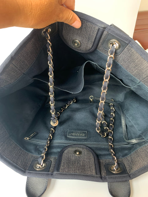 Sold Chanel Deauville Tote Denim Medium Orange Print