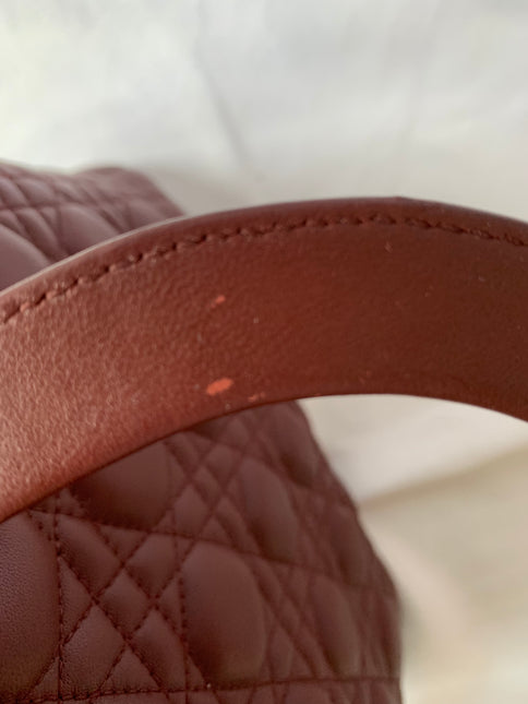 Sold Lady Dior Medium Burgundy Cannage Lambskin Leather with strap