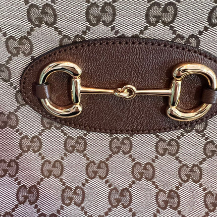 Sold Gucci 1956 horsebit chain tote in monogram canvas and brown leather