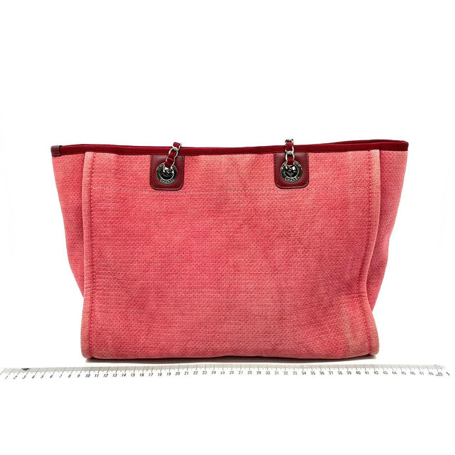 Sold Chanel Deauville Tote Red Denim Small